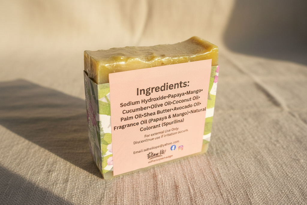 Cucumber Mango Papaya Handmade Soap Bar