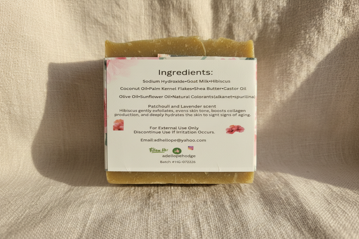 Hibiscus Soap Ingredients Label