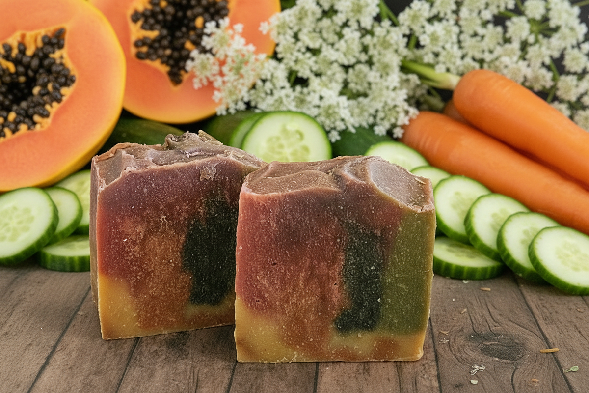 Soap with Ingredient Background